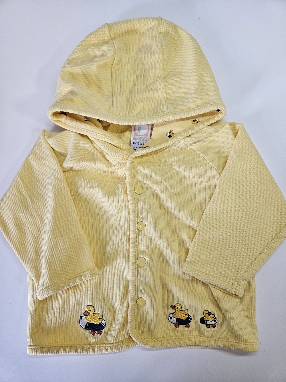 VINTAGE Gymboree On the Pond Unisex Tubing Duck Yellow Hoodie Jacket Top 6-12M